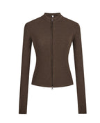 Stand-up Collar Slim-fit Waist-cinching Cardigan Top