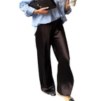 Straight-leg European And American-style Faux Acetate Satin Trousers