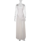 Women's Solid-Color Elegant Resort Bodycon Mesh A-Line Dress