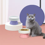 Cat Ceramic Heightened Neck Guard Wide Mouth Bowl Drinking Water