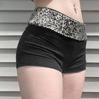 American-style Edgy Sassy Sequined Patchwork Shorts With A High Waist
