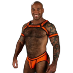Mr S Leather Neoprene Bulldog Harness | Orange