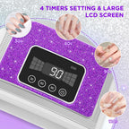 Aedavey Cordless Nail Lamp – Rechargeable UV/LED Gel Light with 4 Timers & Sparkly Purple Diamond