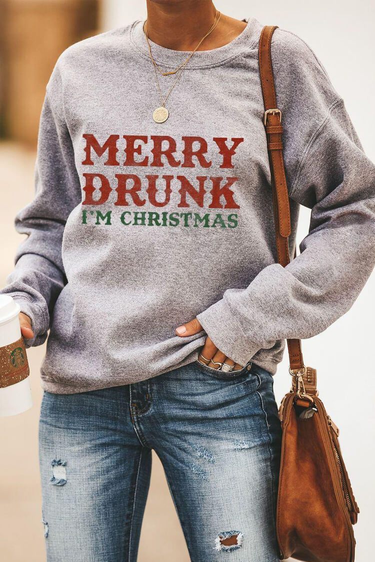 Letter Christmas Tree Sweater Round Neck For Men And Women