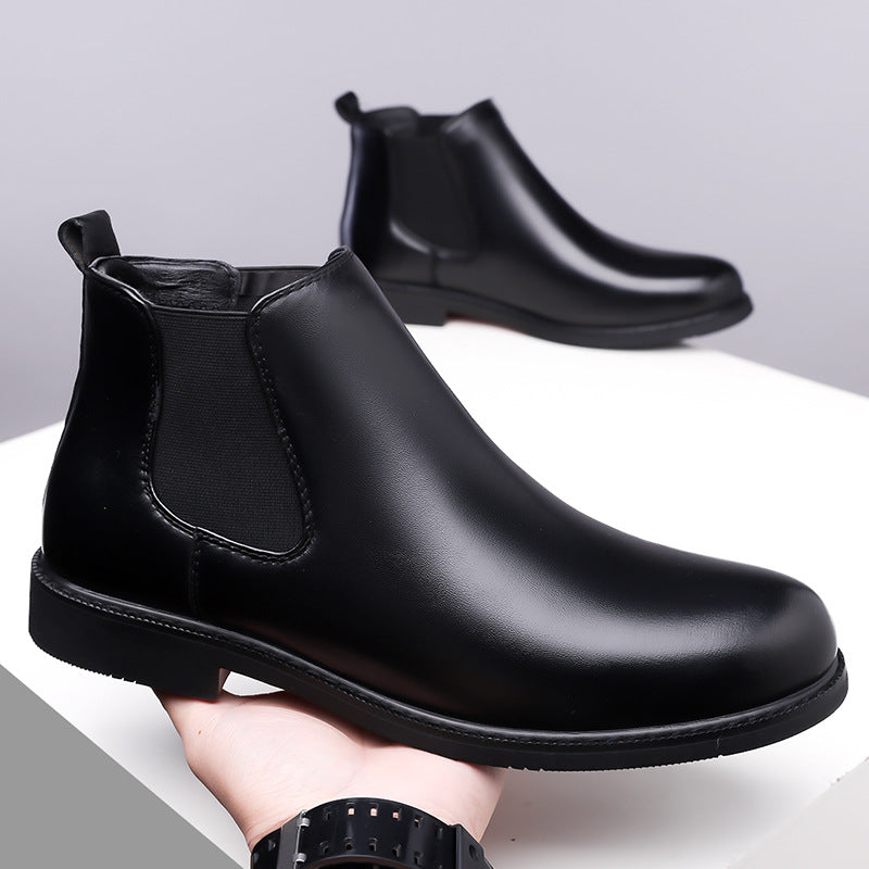 Autumn And Winter Fleece-lined Martin Boots Men's Shoes Cross-border Amazon Wear-resistant Worker Boot Rubber Outdoor Mountaineering Plus Size 38-4