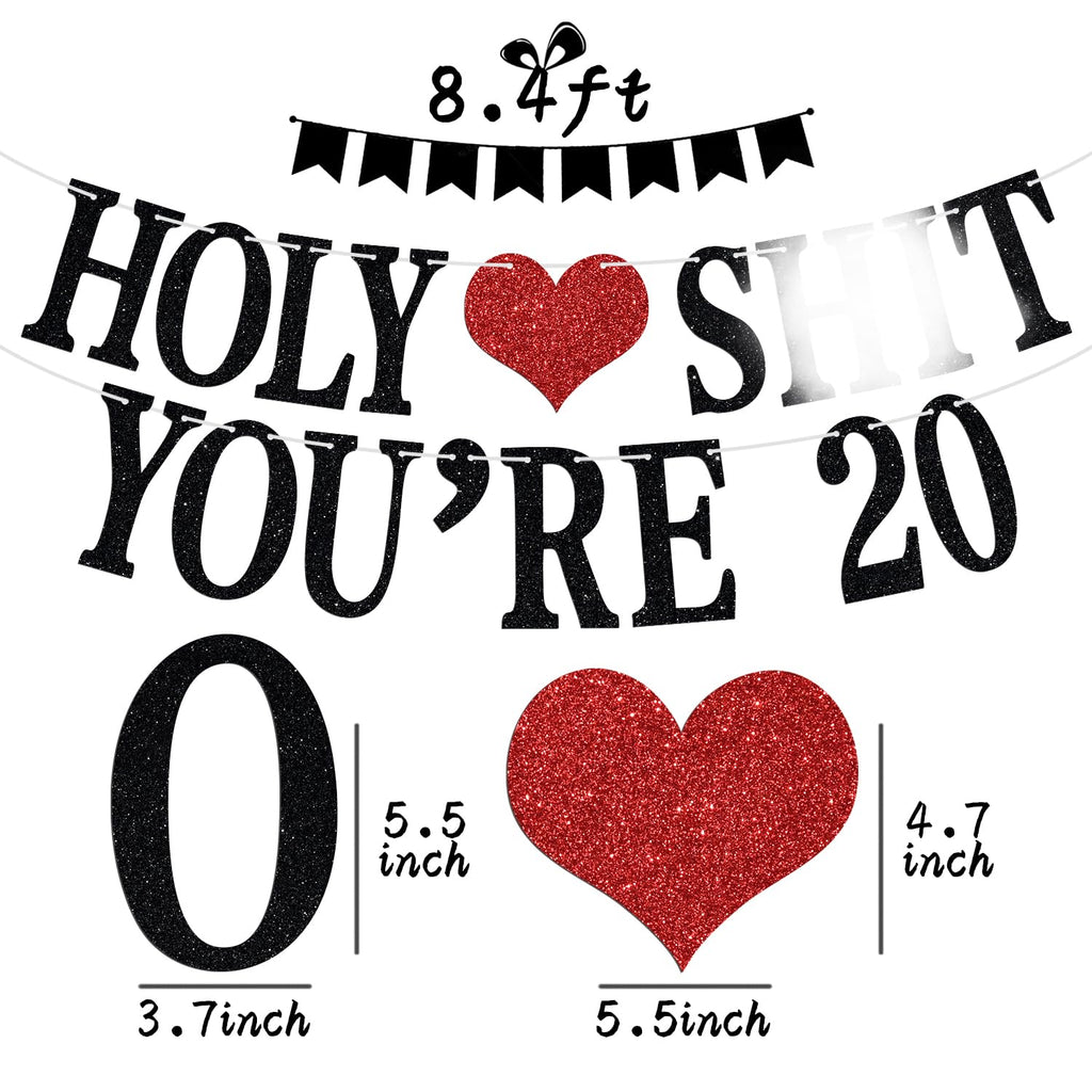 Aeryourtar Holy Sh*t You're 20 Banner – Funny 20th Birthday Bunting, 20 & Fabulous