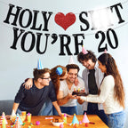 Aeryourtar Holy Sh*t You're 20 Banner – Funny 20th Birthday Bunting, 20 & Fabulous