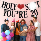 Aeryourtar Holy Sh*t You're 20 Banner – Funny 20th Birthday Bunting, 20 & Fabulous