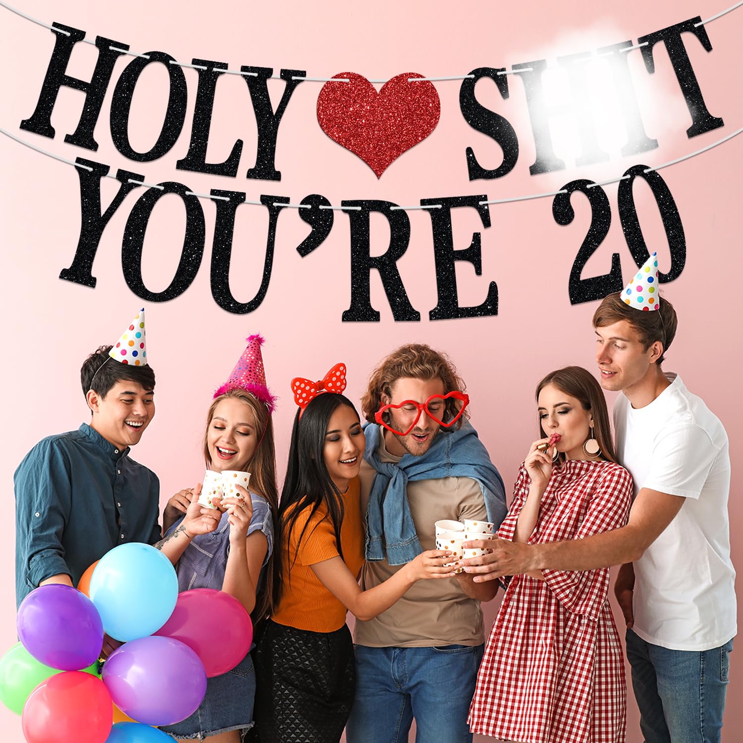 Aeryourtar Holy Sh*t You're 20 Banner – Funny 20th Birthday Bunting, 20 & Fabulous