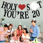 Aeryourtar Holy Sh*t You're 20 Banner – Funny 20th Birthday Bunting, 20 & Fabulous