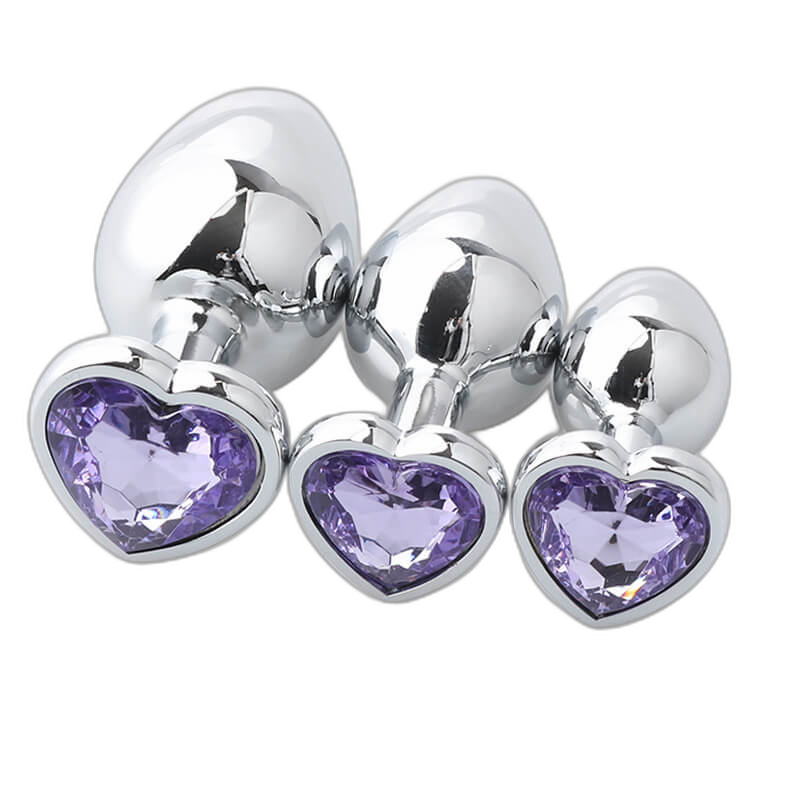 Heart Metal Anal Plug Set - Training Kit