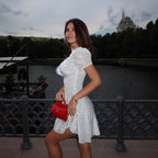 European And American-style Fashionable Women's V-neck Polka-dot Printed Dress