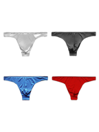 4 Pack Men's Seamless Ice Silk Sports Sexy Solid Color Thong & Strings