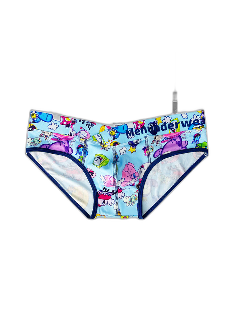 2 Pack Men's Playful Cartoon No-Tag Comfortable and Breathable Briefs