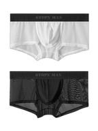 2-Pack Men's Breathable Mesh Ice Silk U-convex Low Waist Boxer Briefs