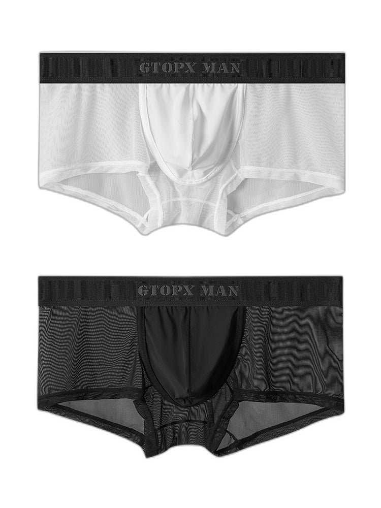 2-Pack Men's Breathable Mesh Ice Silk U-convex Low Waist Boxer Briefs