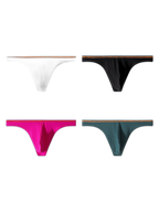 4 Pack Men's Low-Rise Solid Thongs with Reinforced Edging
