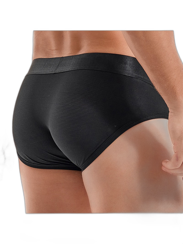 Men's Solid Color Mesh Breathable Sports Fitness Briefs