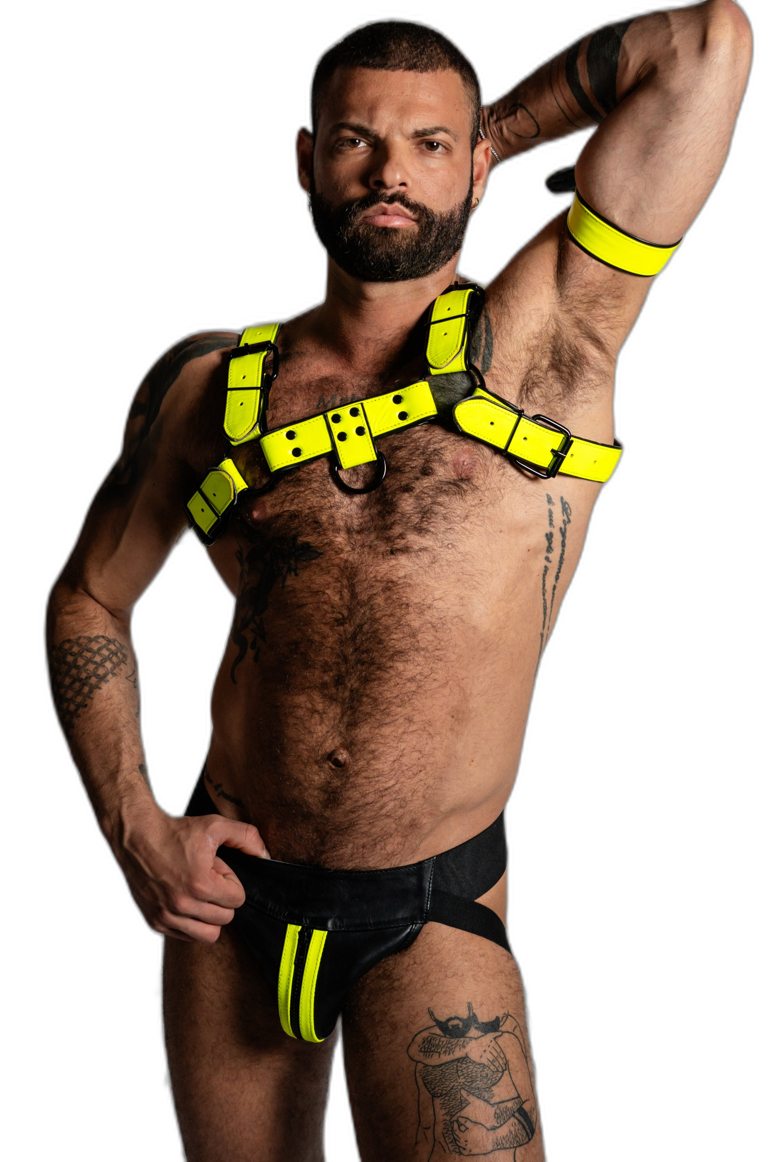 ruff GEAR Bold Leather Bulldog Harness Neon Yellow