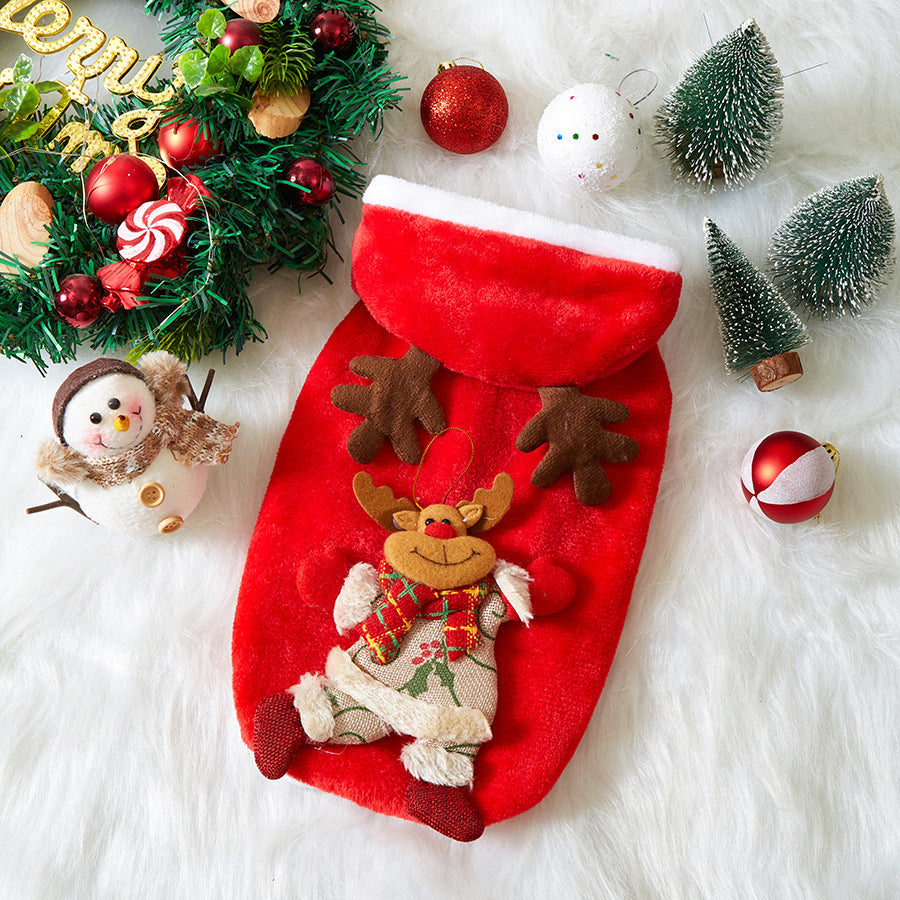 Pet Christmas Costumes Flannel Material Suitable For Small Cats And Dogs