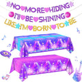 AFZMON Kpop Birthday Party Decorations Set — 2 Glitter Tablecloths + DIY Banner