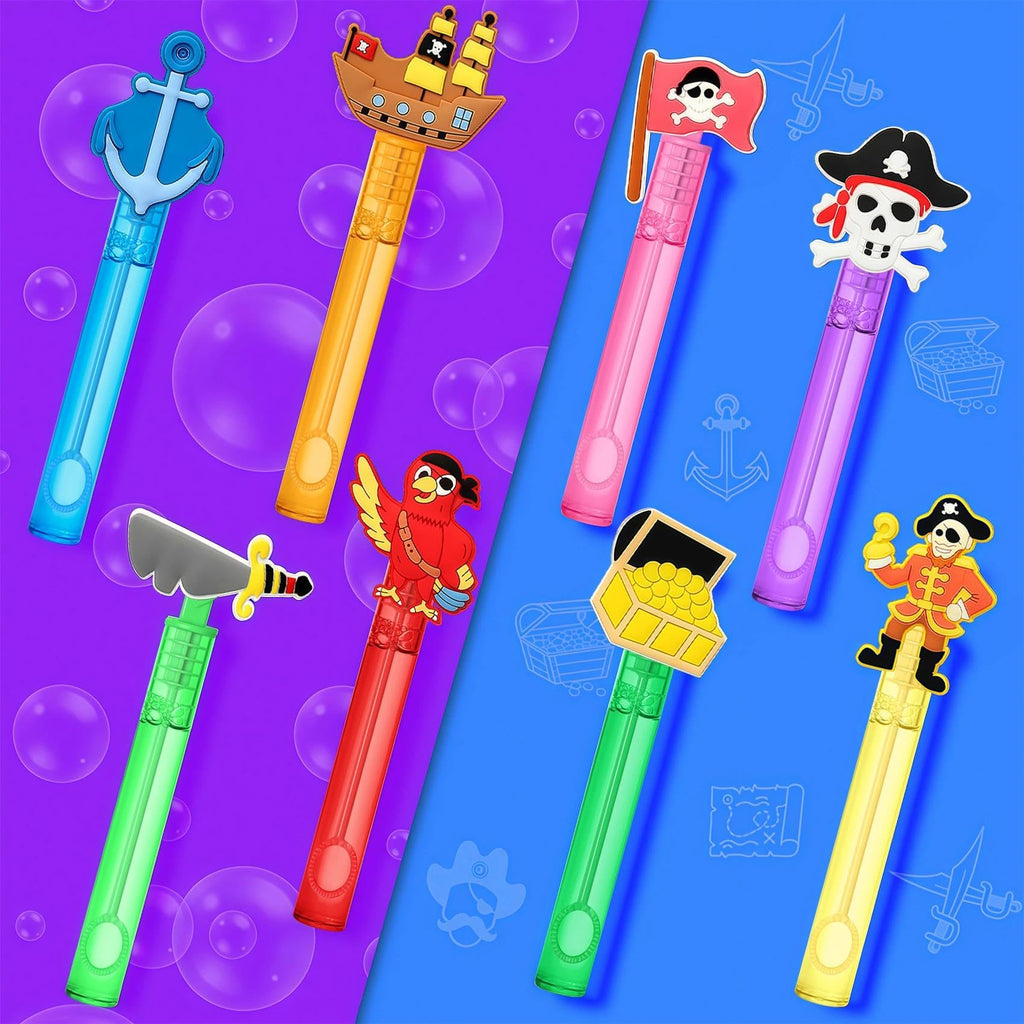 AFZMON 24Pcs Pirate Bubble Wands – Mini Colorful Party Favors for Kids