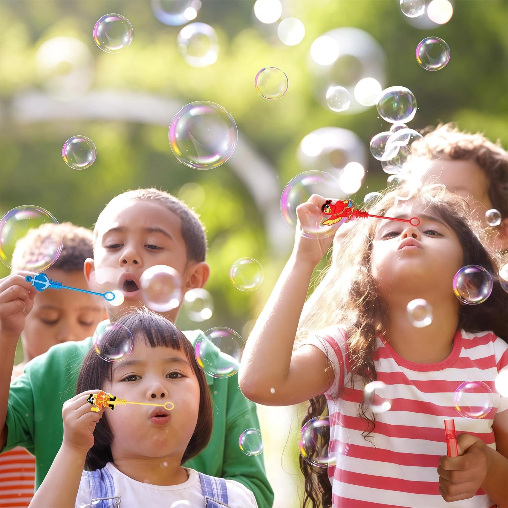 AFZMON 24Pcs Pirate Bubble Wands – Mini Colorful Party Favors for Kids