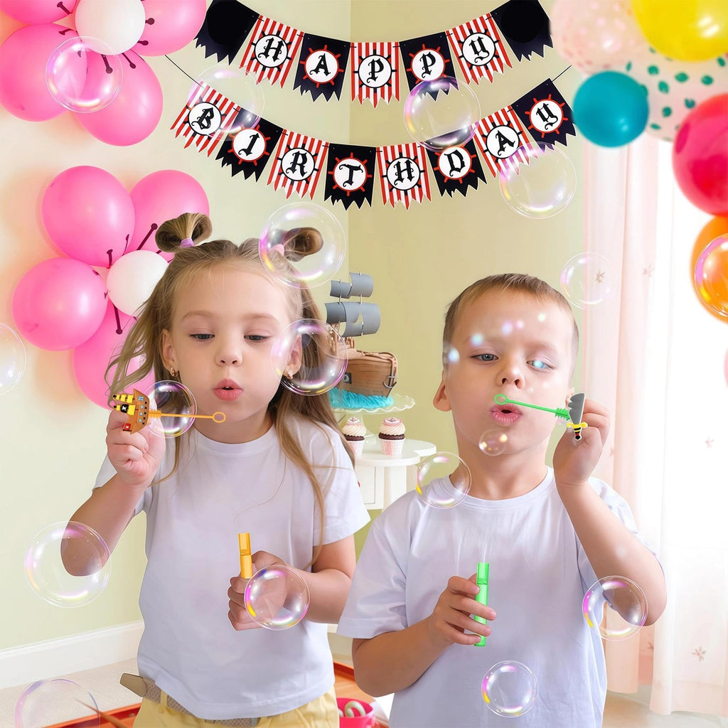 AFZMON 24Pcs Pirate Bubble Wands – Mini Colorful Party Favors for Kids