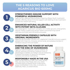 Agaricus Bio 600 mg - USA-Grown Organic ABM Mushroom for Immune Support