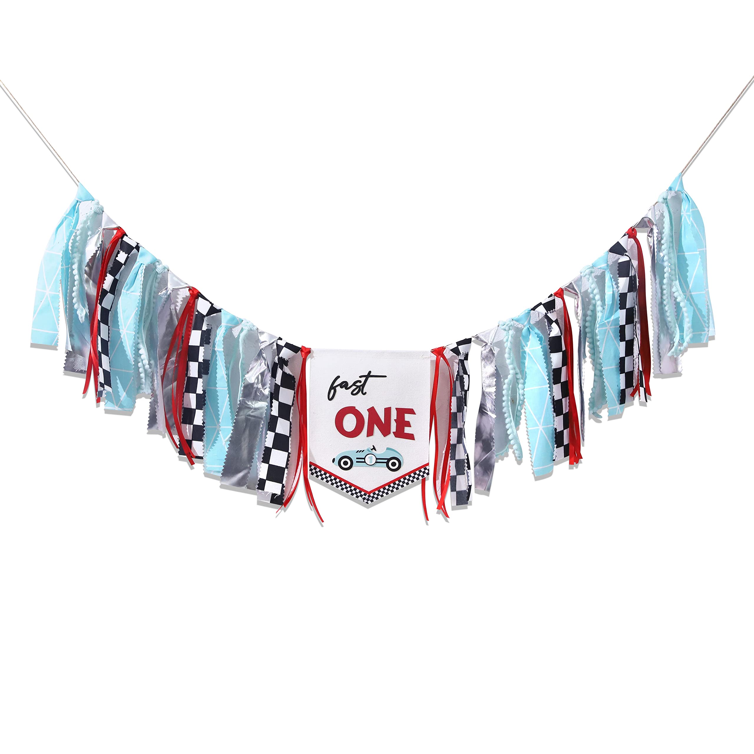 Agkvw Fast One High Chair Banner - Race Car 1st Birthday Decor | Vintage & Retro RaceCar Party Props