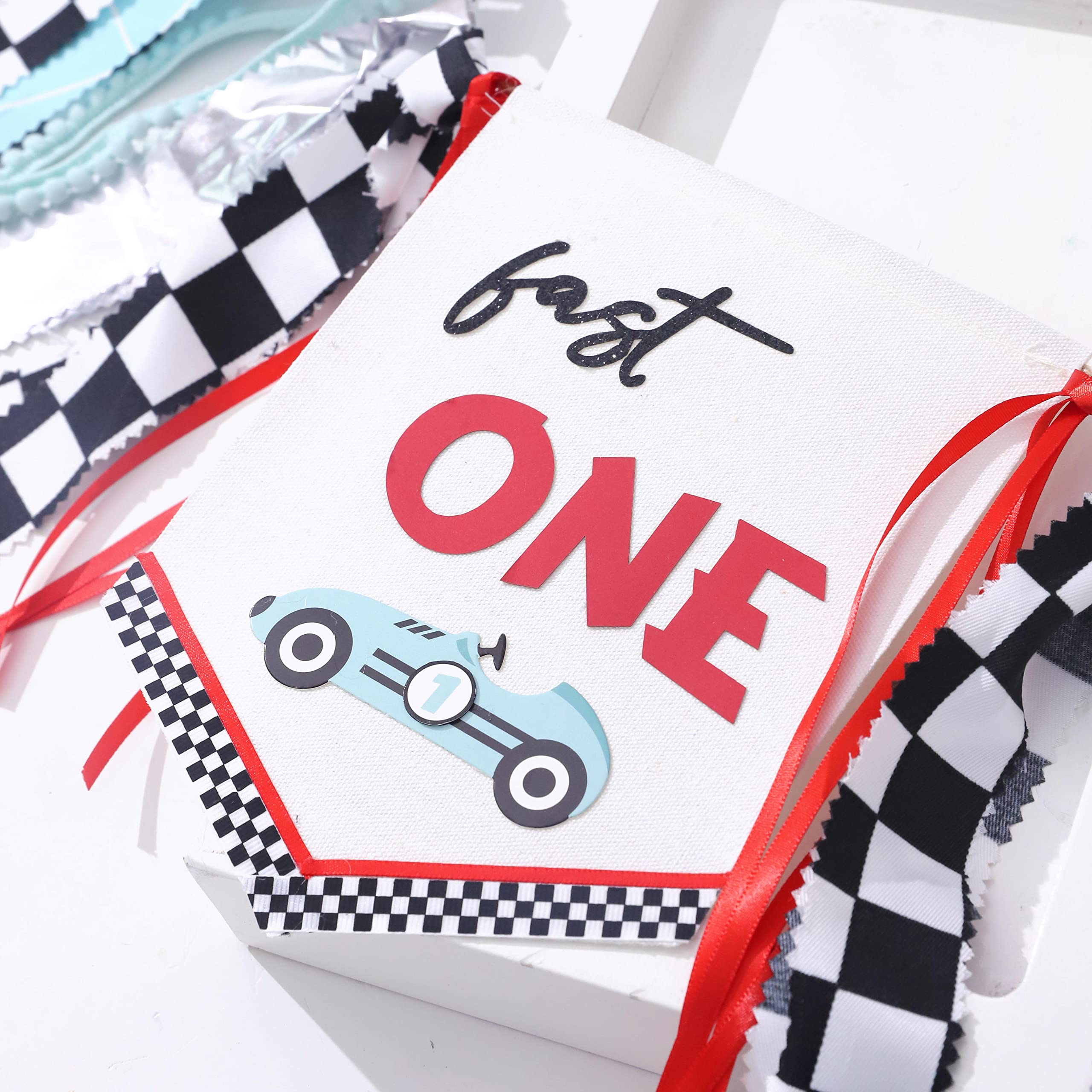 Agkvw Fast One High Chair Banner - Race Car 1st Birthday Decor | Vintage & Retro RaceCar Party Props