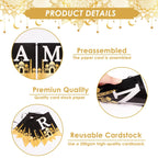 AhfuLife Ramadan Eid Banner Set – 4 Pcs, 16 Balloons, Ready-to-Hang Black & Gold