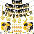 AhfuLife Ramadan Eid Mubarak Decorations - Preassembled Banners, Star Moon Garland, Cupcake Toppers (21-Piece Set)