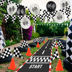 AHIER Race Car Party Decorations — 61-Piece Set with Traffic Cones & Checkered Flags