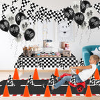 AHIER Race Car Party Decorations — 61-Piece Set with Traffic Cones & Checkered Flags