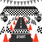 AHIER Race Car Party Decorations — 61-Piece Set with Traffic Cones & Checkered Flags