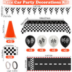 AHIER Race Car Party Decorations — 61-Piece Set with Traffic Cones & Checkered Flags