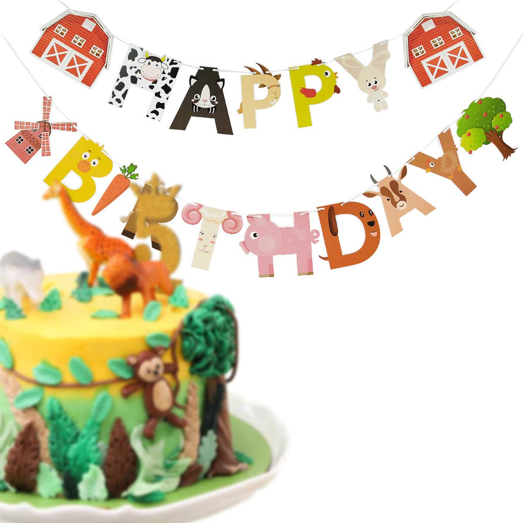 AI PARTY Farm Animals Birthday Banner – Farm Animal Themed Party Decoration (4.7 x 6.3 in)