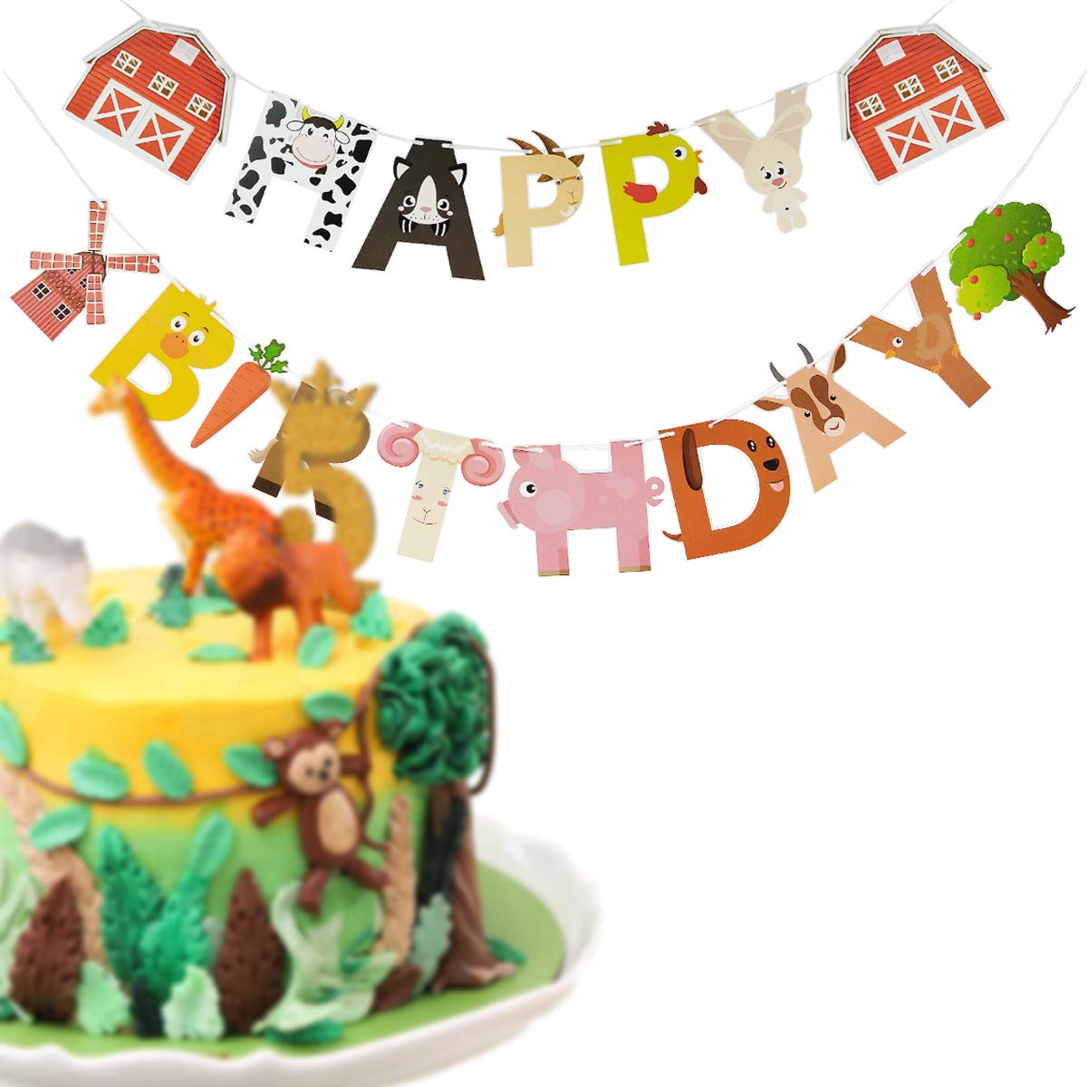 AI PARTY Farm Animals Birthday Banner – Farm Animal Themed Party Decoration (4.7 x 6.3 in)