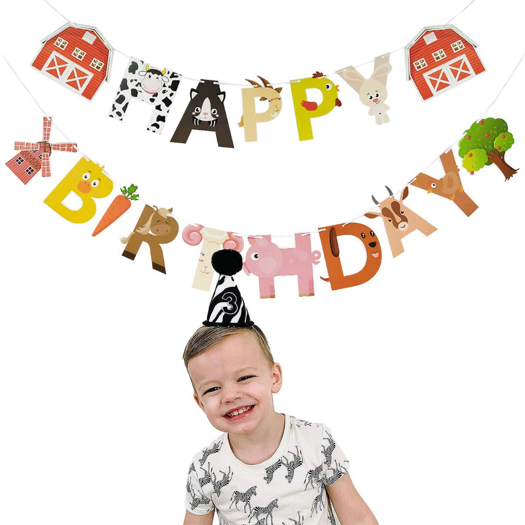 AI PARTY Farm Animals Birthday Banner – Farm Animal Themed Party Decoration (4.7 x 6.3 in)