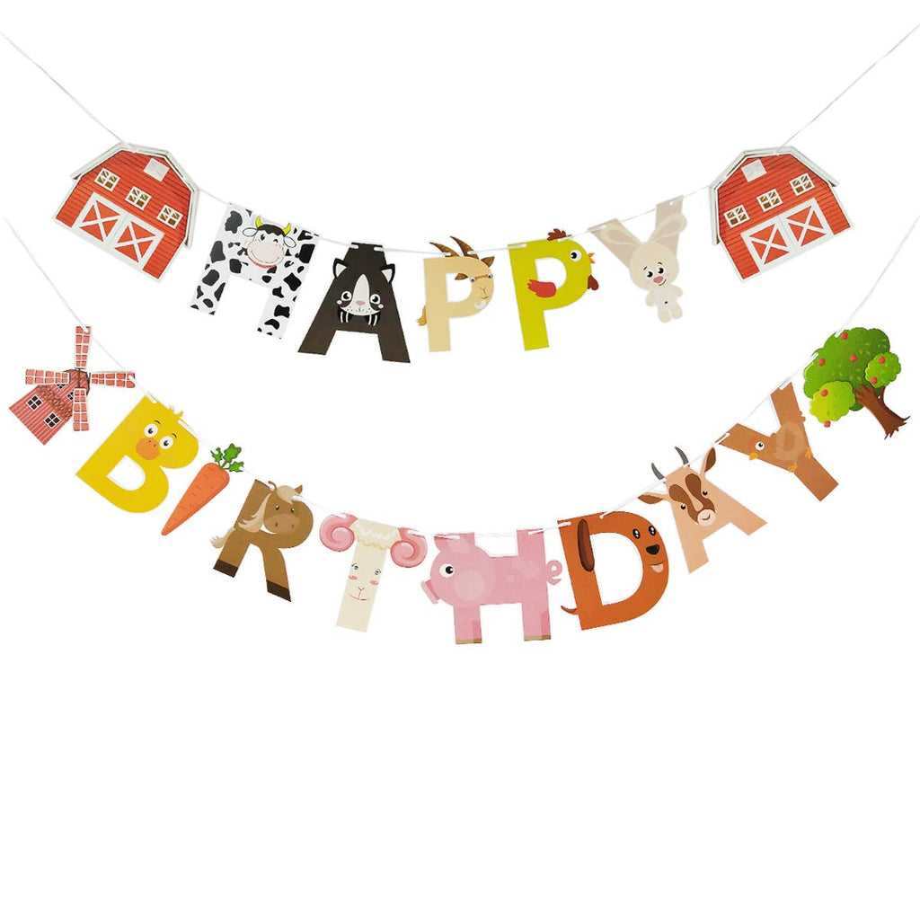 AI PARTY Farm Animals Birthday Banner – Farm Animal Themed Party Decoration (4.7 x 6.3 in)