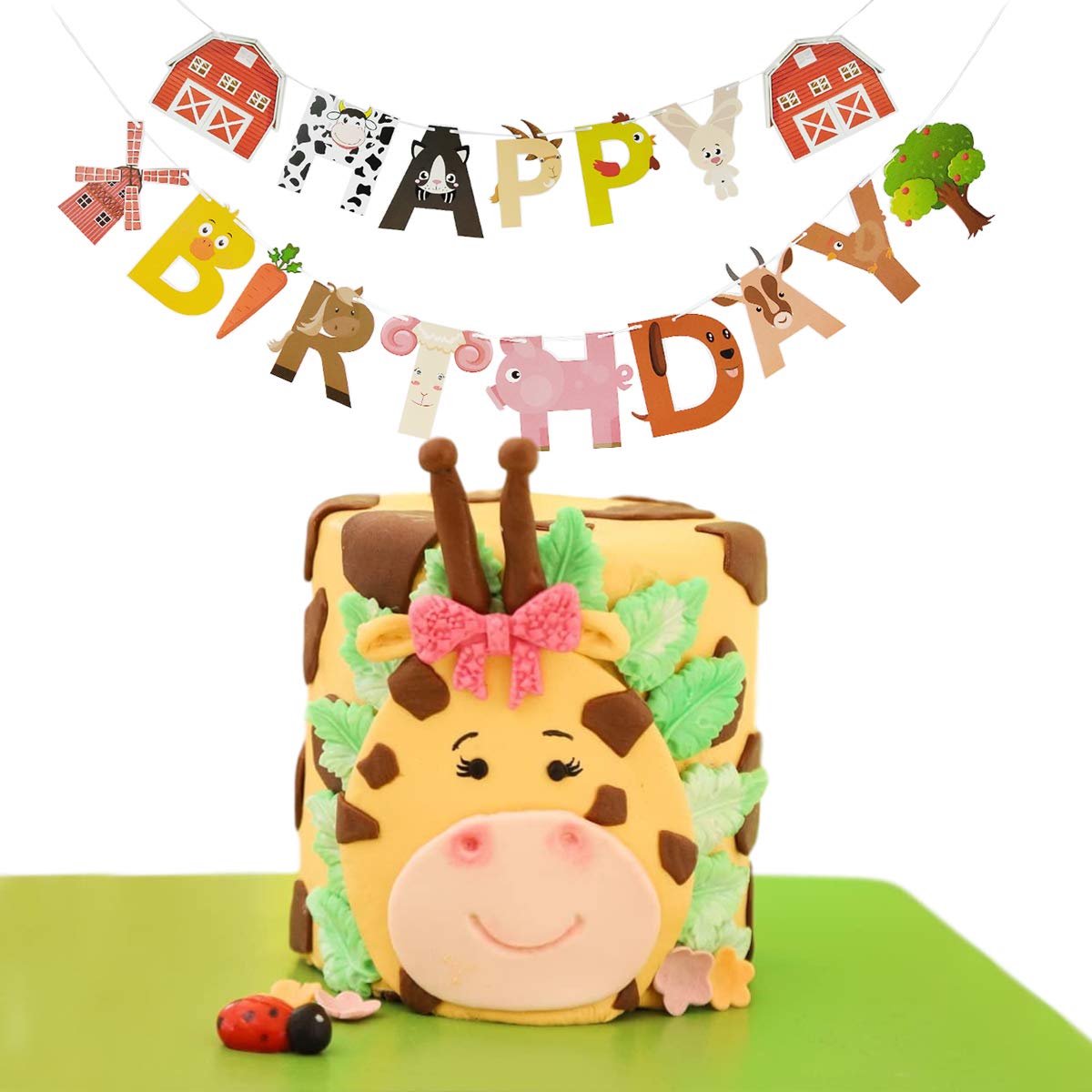 AI PARTY Farm Animals Birthday Banner – Farm Animal Themed Party Decoration (4.7 x 6.3 in)