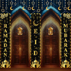AIBIIN 3pc Ramadan Mubarak Banner – Eid Decor for Front Door