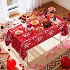 AIBIIN 3-Pack Red Valentines Tablecloths | 54 x 108 in Disposable Table Covers for Valentine's Day