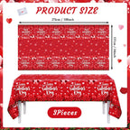 AIBIIN 3-Pack Red Valentines Tablecloths | 54 x 108 in Disposable Table Covers for Valentine's Day