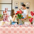 AIBIIN 112 PCS Valentines Day Plates & Napkins Set — Red Heart, Galentine's Day Serves 16