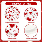 AIBIIN 112 PCS Valentines Day Plates & Napkins Set — Red Heart, Galentine's Day Serves 16