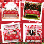 AIBIIN 3-Pack Red Valentines Tablecloths | 54 x 108 in Disposable Table Covers for Valentine's Day