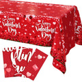 AIBIIN 3-Pack Red Valentines Tablecloths | 54 x 108 in Disposable Table Covers for Valentine's Day