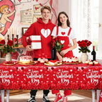 AIBIIN 3-Pack Red Valentines Tablecloths | 54 x 108 in Disposable Table Covers for Valentine's Day